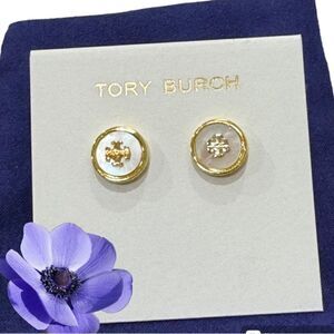 TORY BURCH KIRA MOTHER OF PEARL STUD EARRINGS